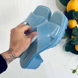 Qupid blue jelly sandal heels